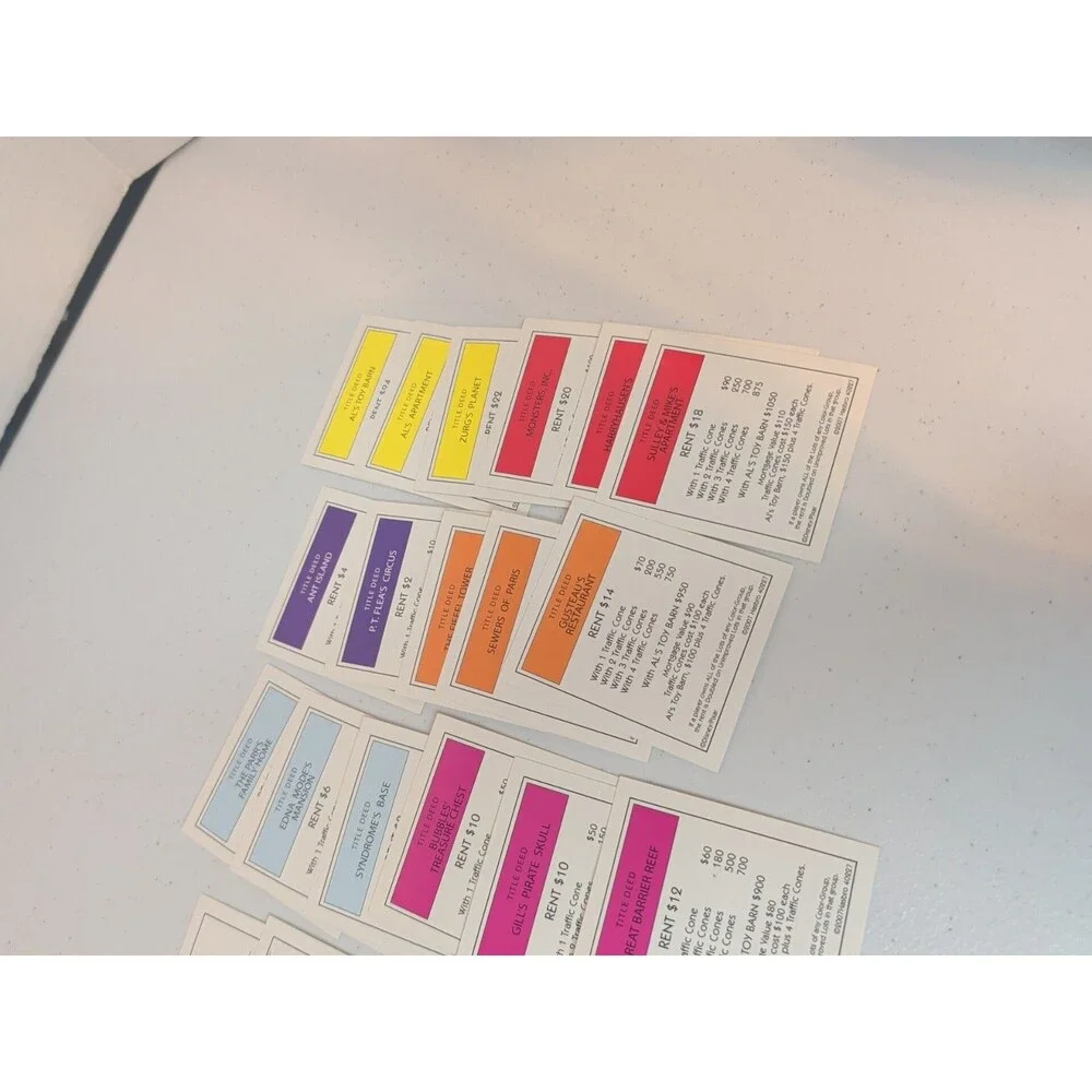 Monopoly Disney Pixar Edition Replacement Deed Cards Bon Appetit Piston Cup